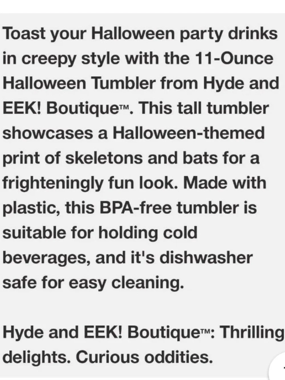 Target Hyde & Eek 11 oz Halloween Skeleton Tumbler Set Of 2 NEW BPA Free